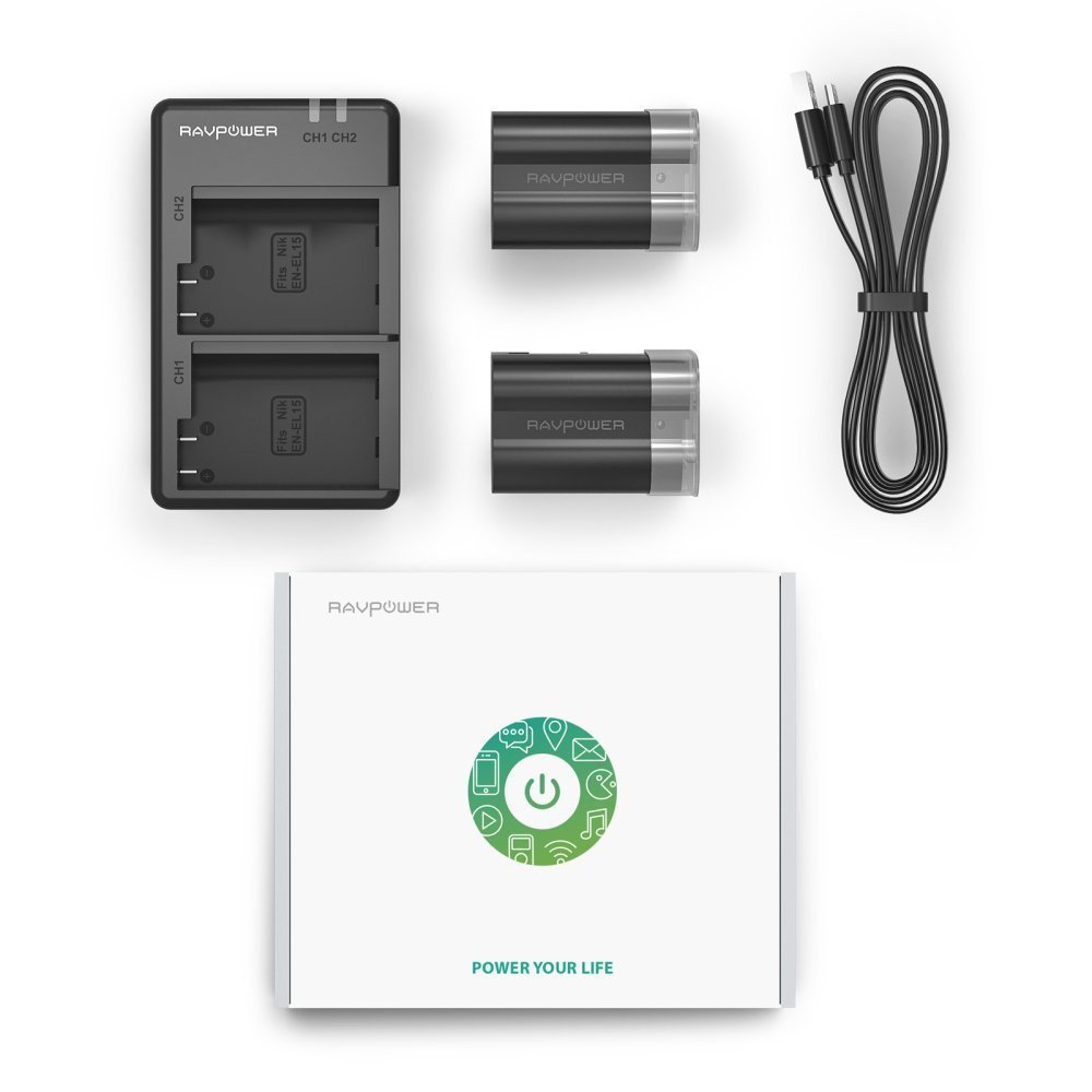 Bộ sạc đôi và 2 pin RAVPOWER - RP-BC057 Nikon EN-EL15