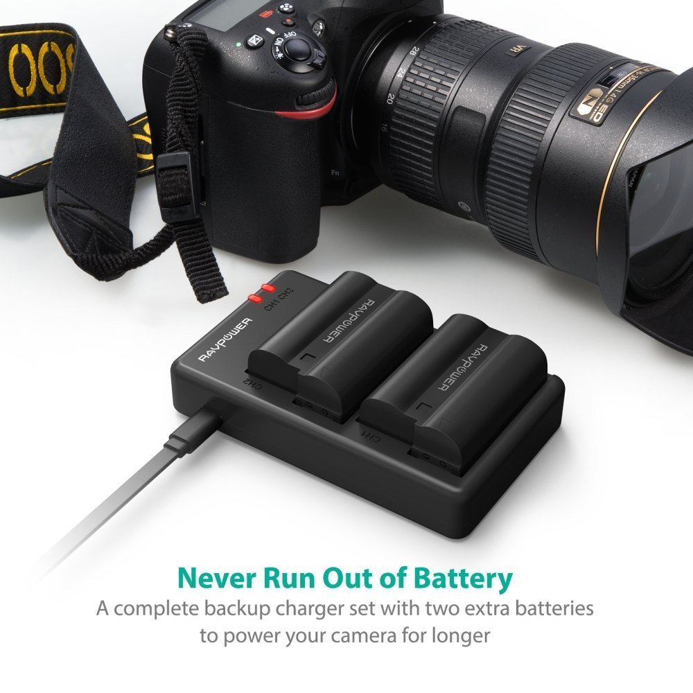 Bộ sạc đôi và 2 pin RAVPOWER - RP-BC057 Nikon EN-EL15